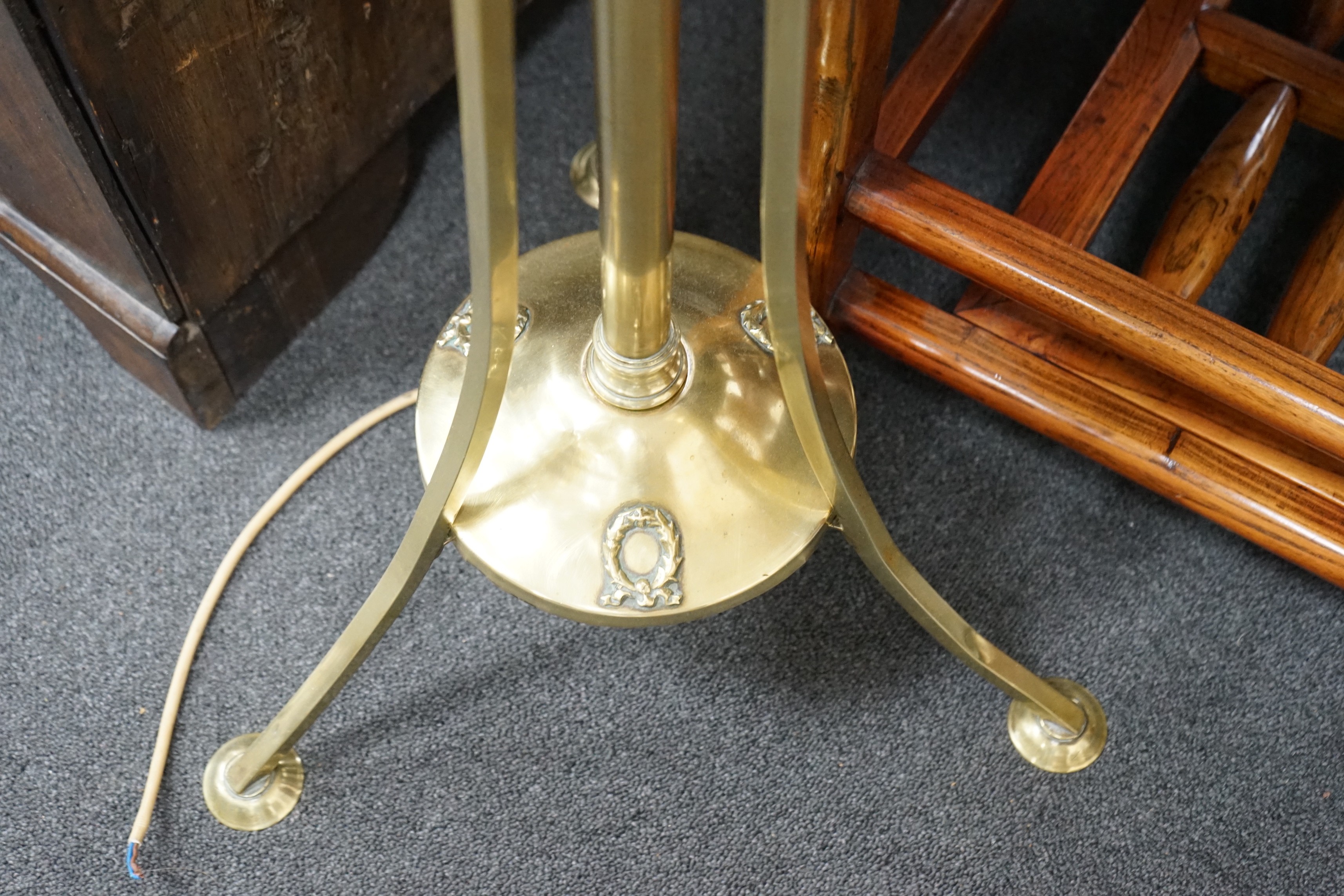 An Edwardian brass telescopic standard lamp (converted)